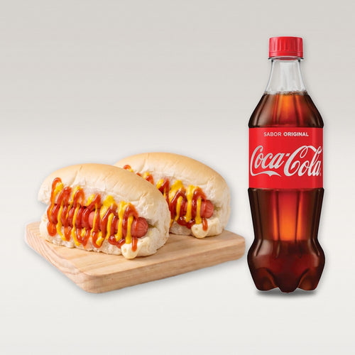 2 Hot Dogs (Clássico Americano Duplo) + Refri 600ml