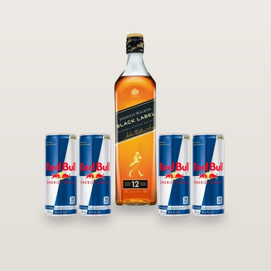 Combo Johnnie Walker Black Label + 4 Red Bull