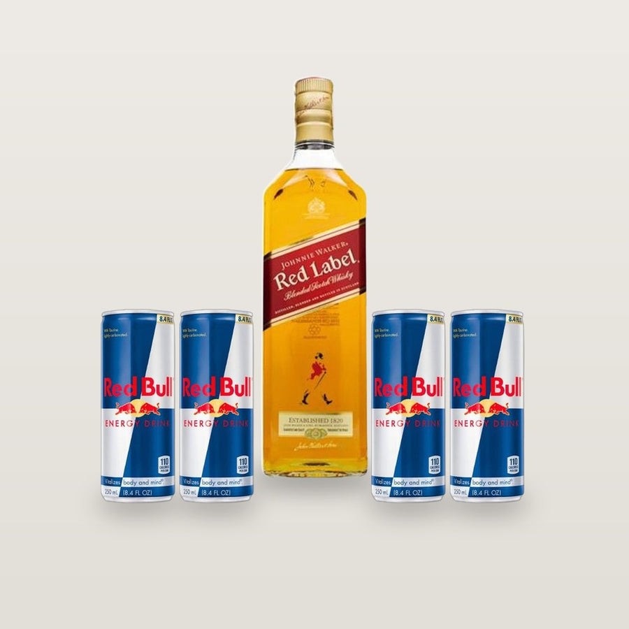 Combo Johnnie Walker Red Label + 4 Red Bull
