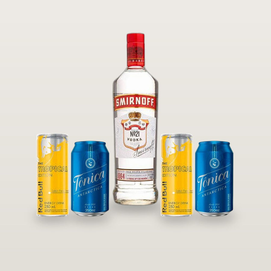 Combo Smirnoff + 2 Tônicas + 2 Red Bull